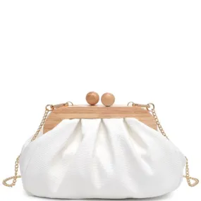 White Smooth Texture All Over Enya Clutch Bag