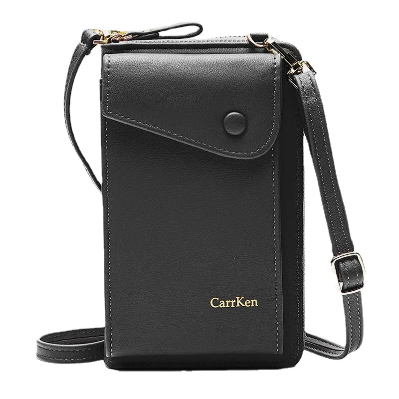 Women Artificial Leather Stylish Brief Interior Compartment Crossbody Bag Portable Cell Phone