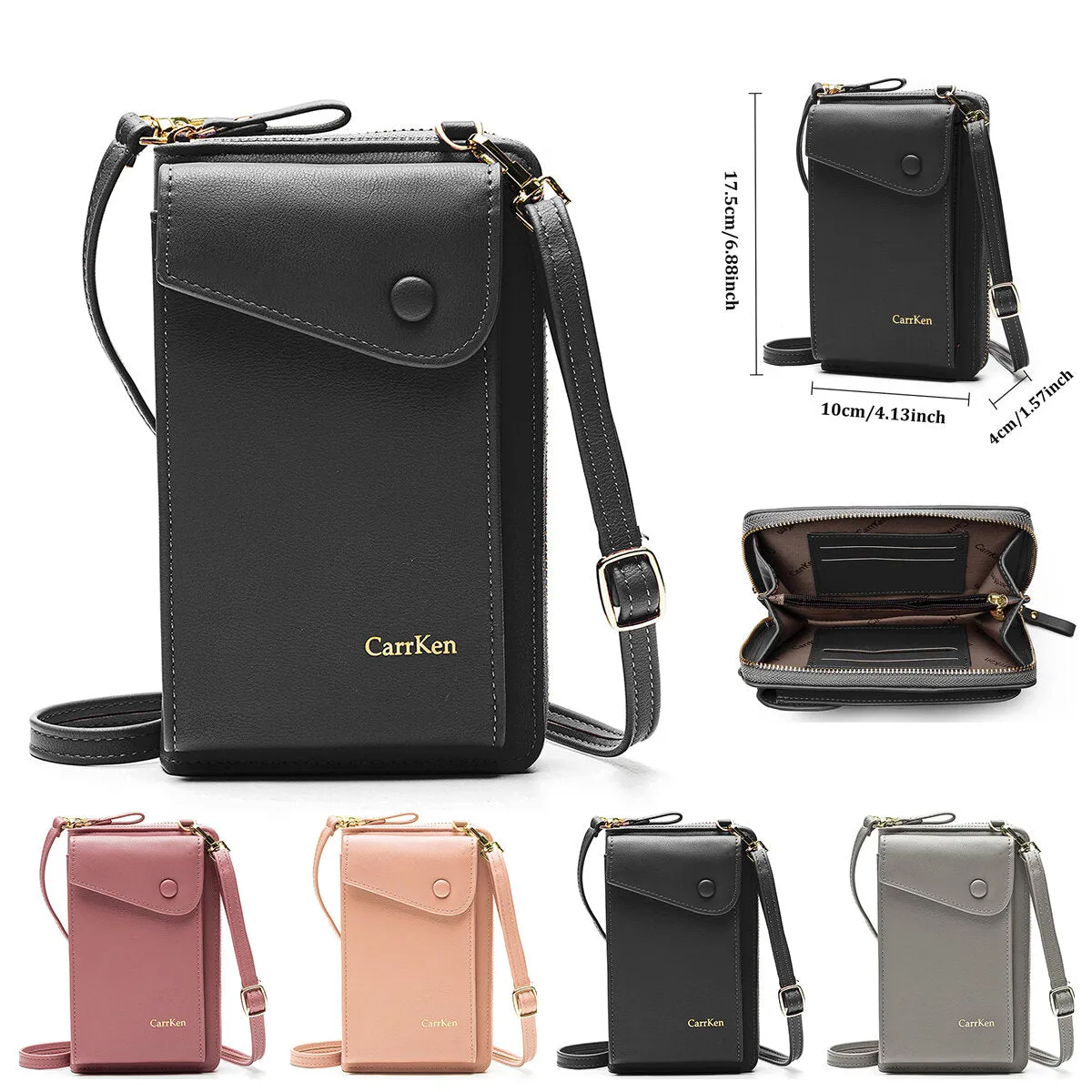 Women Artificial Leather Stylish Brief Interior Compartment Crossbody Bag Portable Cell Phone