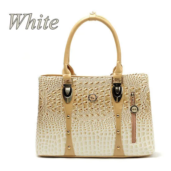 Women Bag 2016 Bag Handbags Women Famous Brands Luxury Designer Handbag High Quality Crocodile Leather Tote Hand Bag Ladies B051