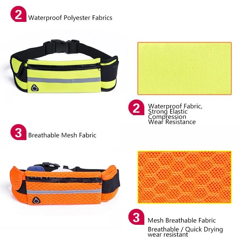 Women or Men Running Waist Bag" Waterproof " Mobile Phone Holder Jogging Sports Running Gym Fitness Bag