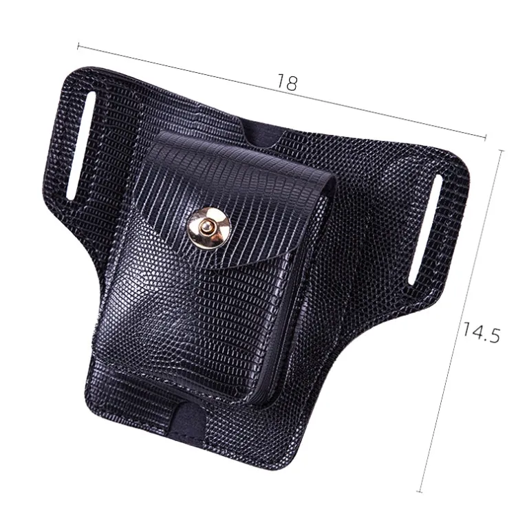 Y-17 3 In 1 Lighter Phone Cigarette Box Storage Waist Bags(Lizard Pattern Black)