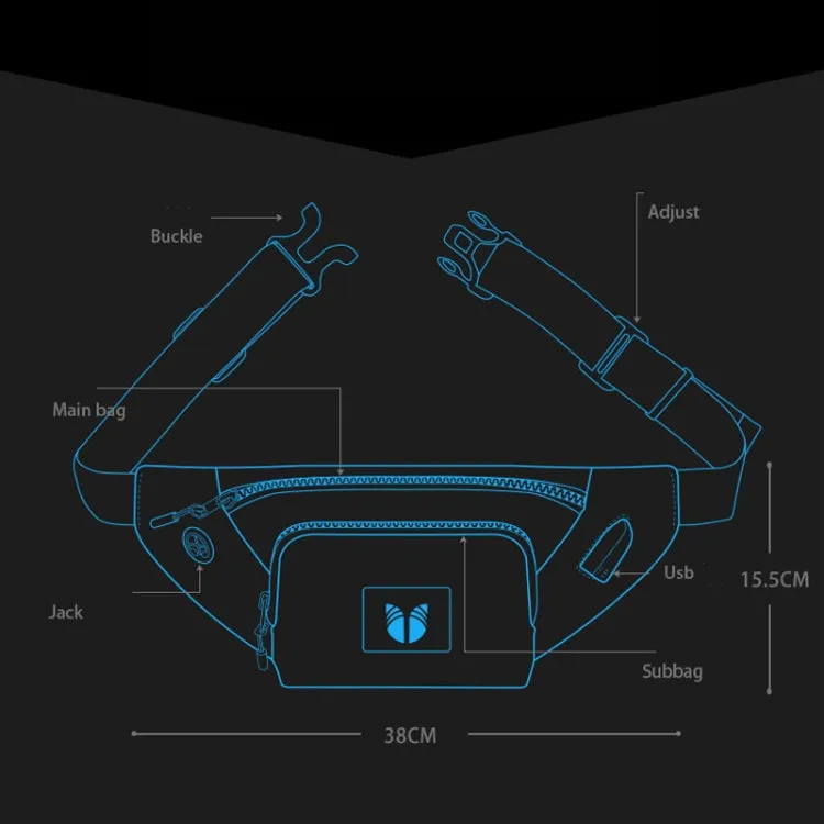 YIPINU YPU-DS Fashion Chest Bag Messenger Bag Waist Bag Waterproof Sports Mobile Phone Bag with External USB Port( White)