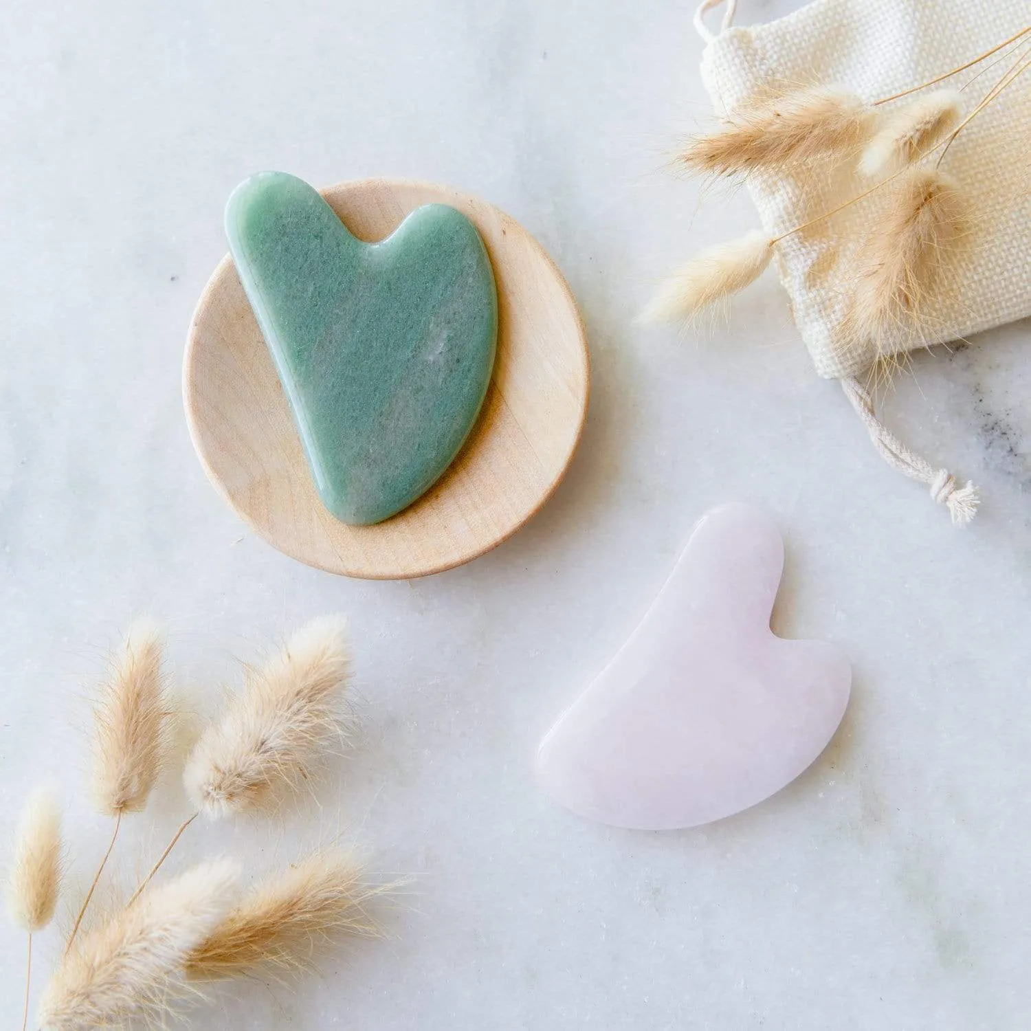 ZeroWasteStore Gua Sha Facial Lifting Tool - Zero Waste Skincare, Plastic Free, Jade or Rose Quartz