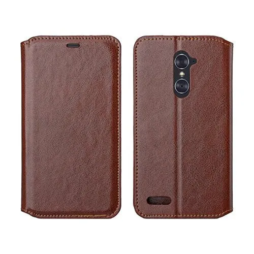 ZTE ZMAX Pro Case | Blade X Max | ZTE Carry | ZTE Grand X Max 2 Case | ZTE Imperial Max Case | ZTE Max Duo Pu Leather Magnetic Fold[Kickstand] Wallet Case with ID & Card Slots - Brown